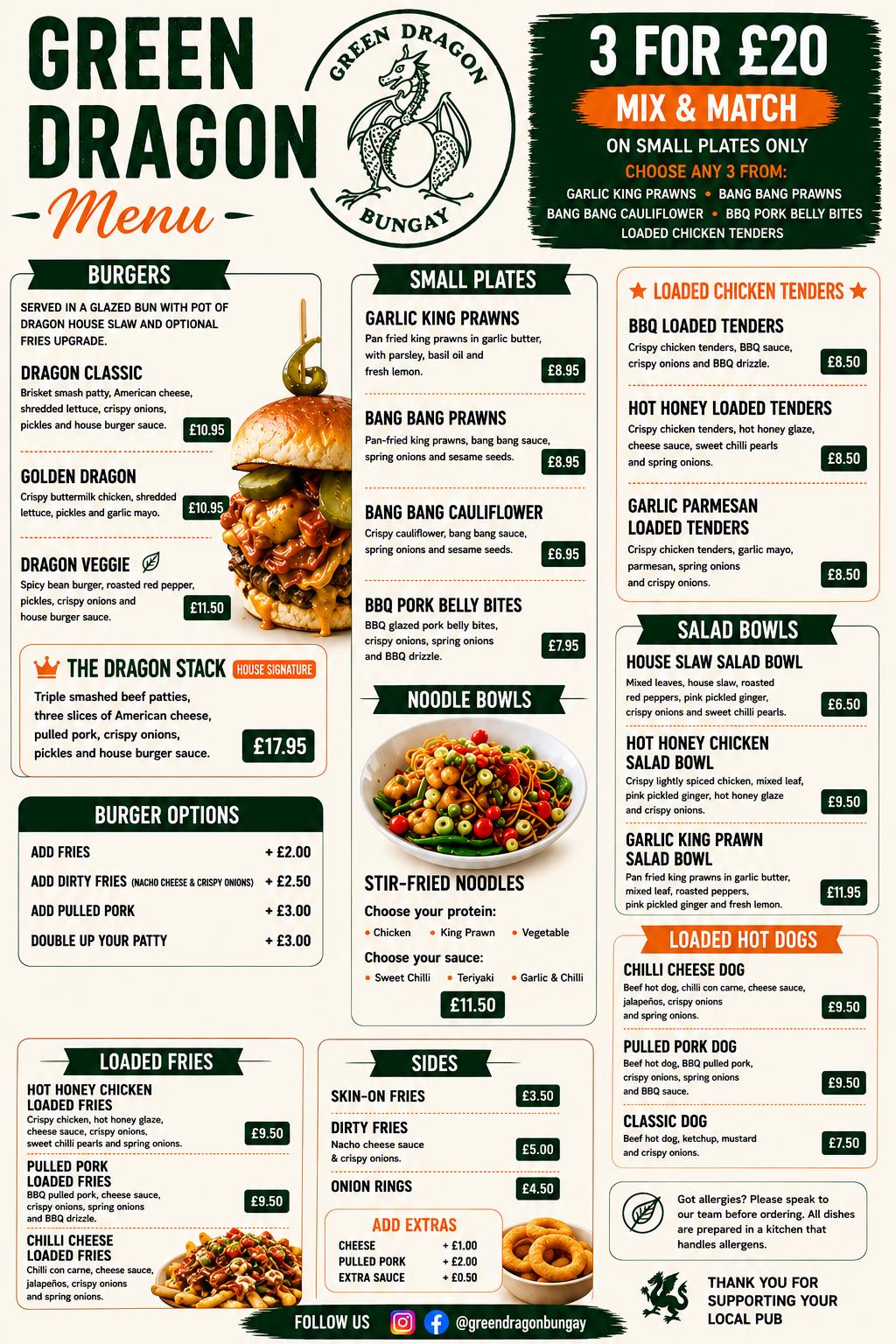 Green Dragon Menu